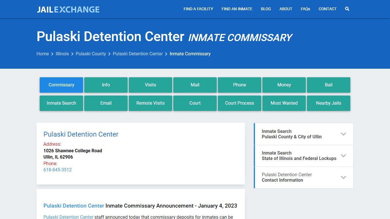 Pulaski Detention Center Inmate Commissary - Jail Exchange